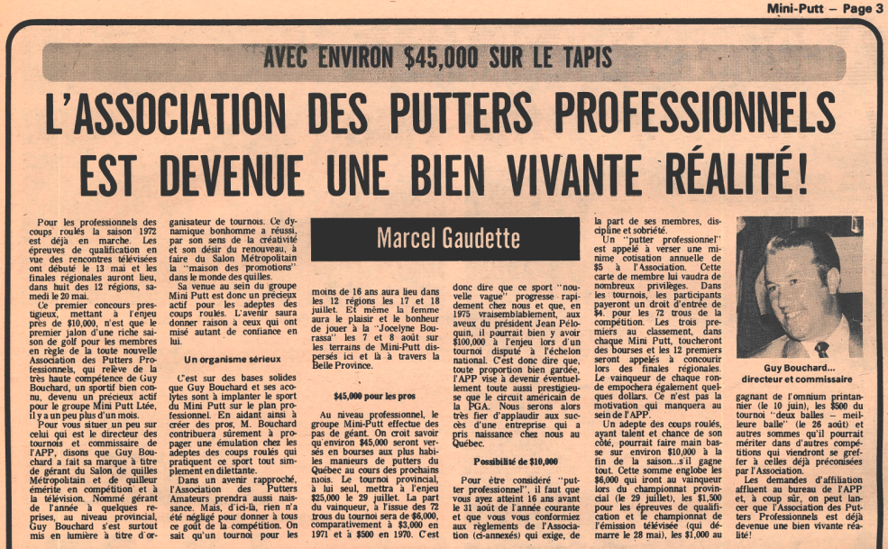 Journal Mini Putt, article sur l'APP